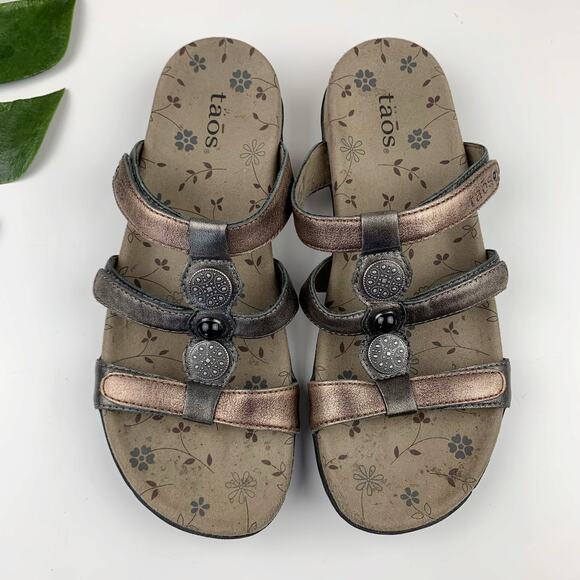 Taos Prize Sandals Slip On Comfort Metallic Bronze Adjustable Straps Women's 7 - Picture 2 of 10